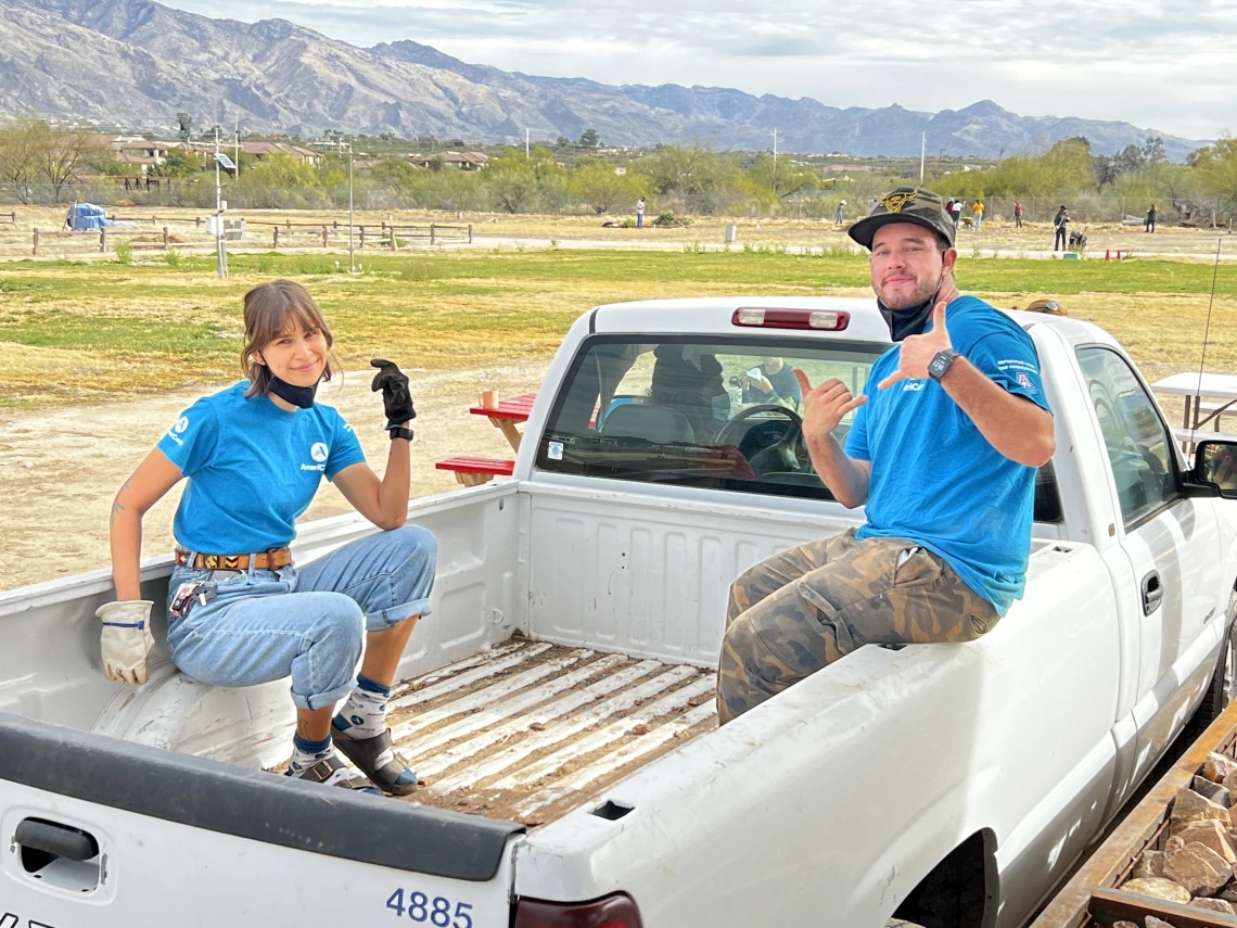 Workers in truck